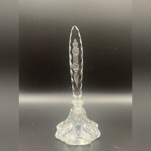 Vintage crystal glass perfume bottle with long stopper Czechoslovakia